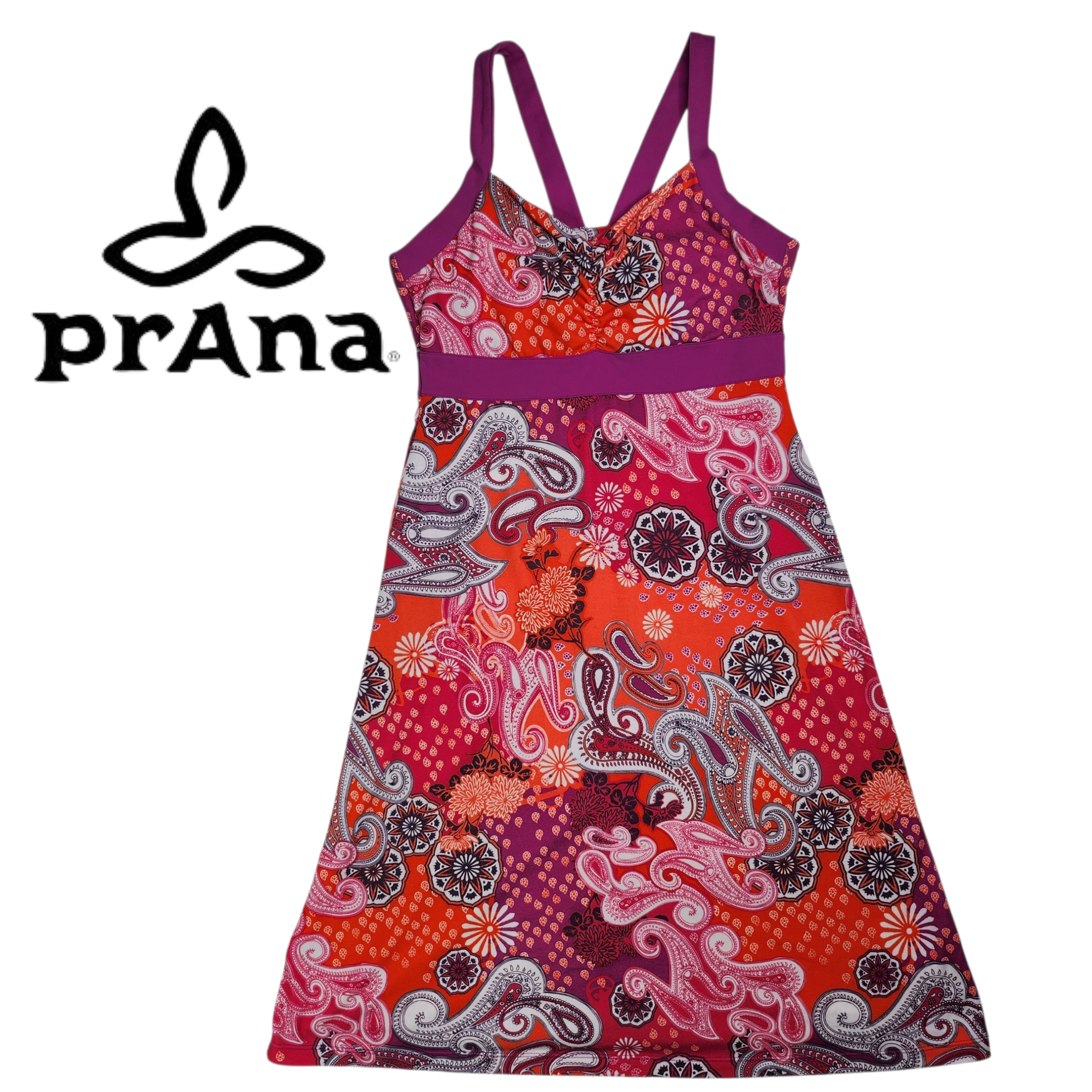 Prana Multicolor Paisley Athlelic Dress Small With Shelf Bra